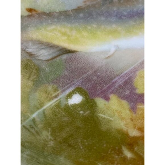 Antique Victorian Fish-Themed Porcelain Plate With Gold Trim & Scalloped Edge - Picture 6 of 6